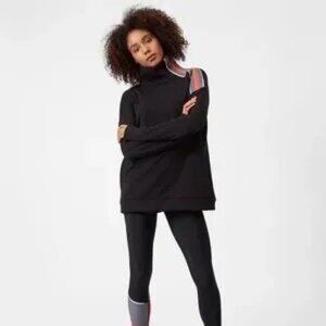 Sweaty Betty Black Mock Neck Oversized Pullover Fleece Sweater Size Small